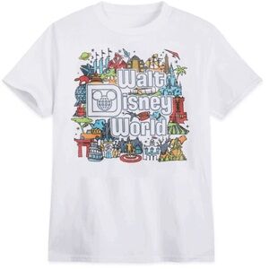Disney White Short Sleeve Tee with Colorful Graphic